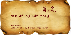 Miklósy Károly névjegykártya